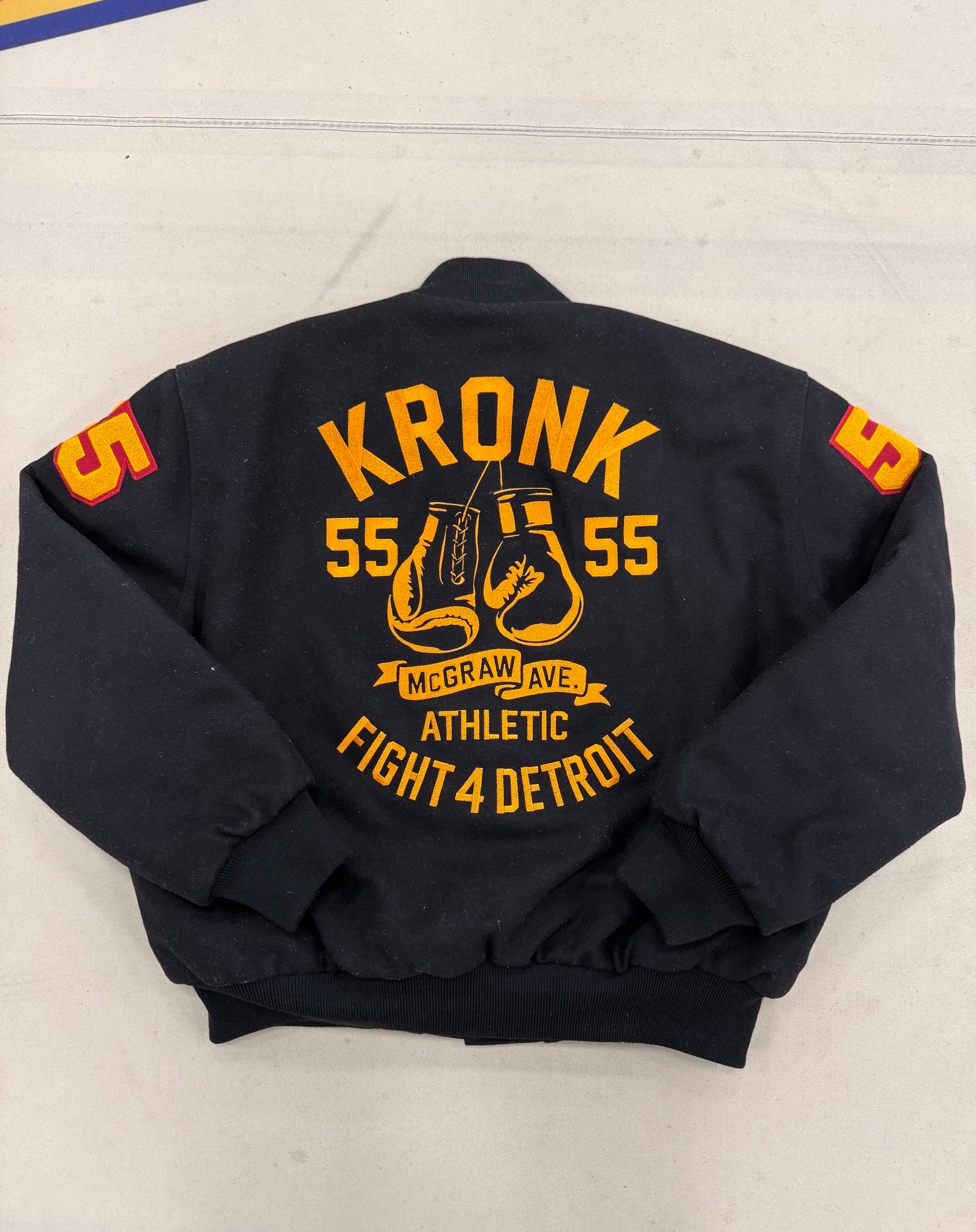 KRONK Varsity Jacket – Black & Gold Limited Edition Wool and Leather