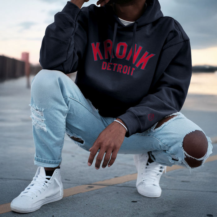 KRONK 'Detroit Outline' Performance Hoodie - Navy & Red