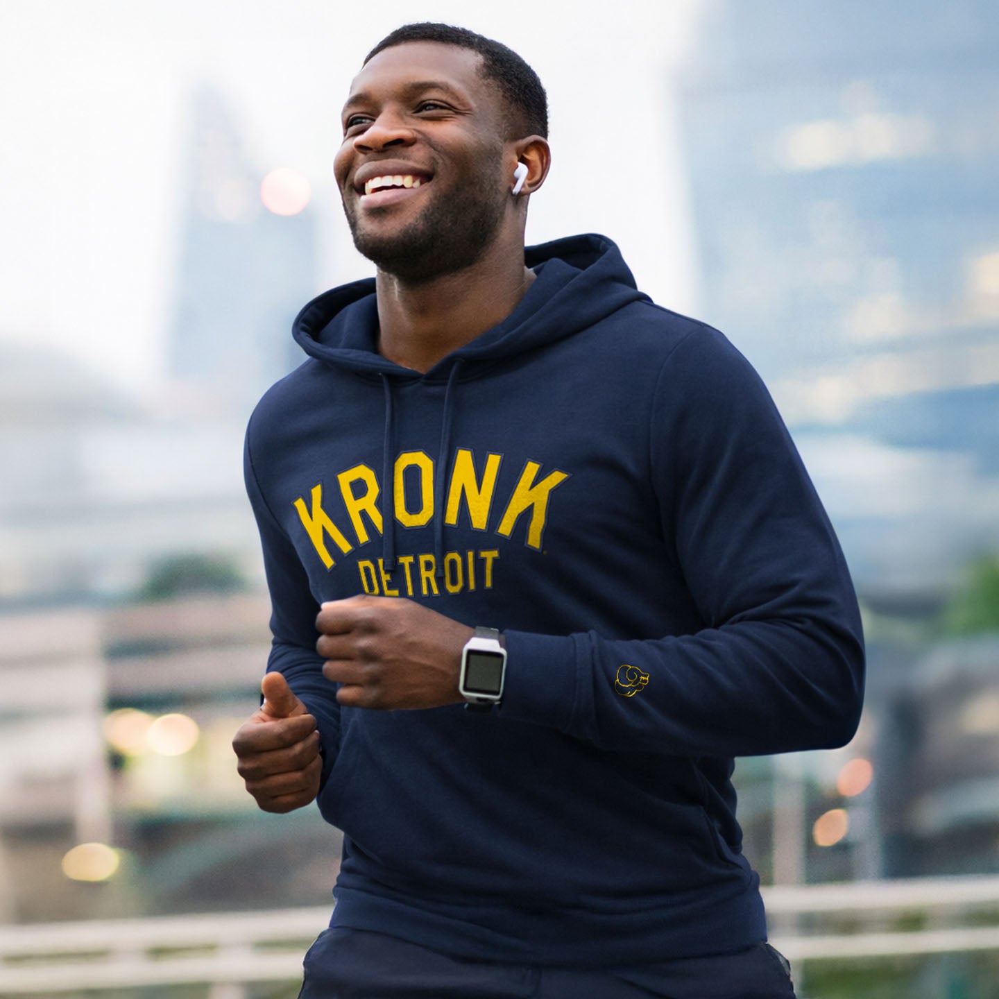 KRONK 'Detroit Outline' Performance Hoodie - Navy & Gold