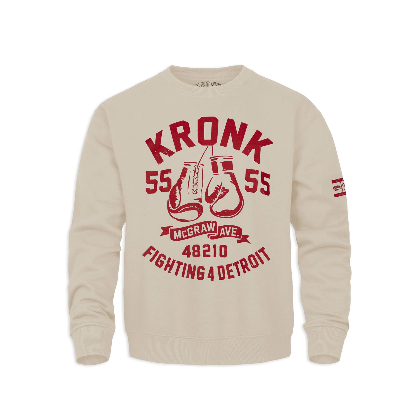Ty Mopkins x KRONK Athletic Crew Neck - Natural Stone/Red