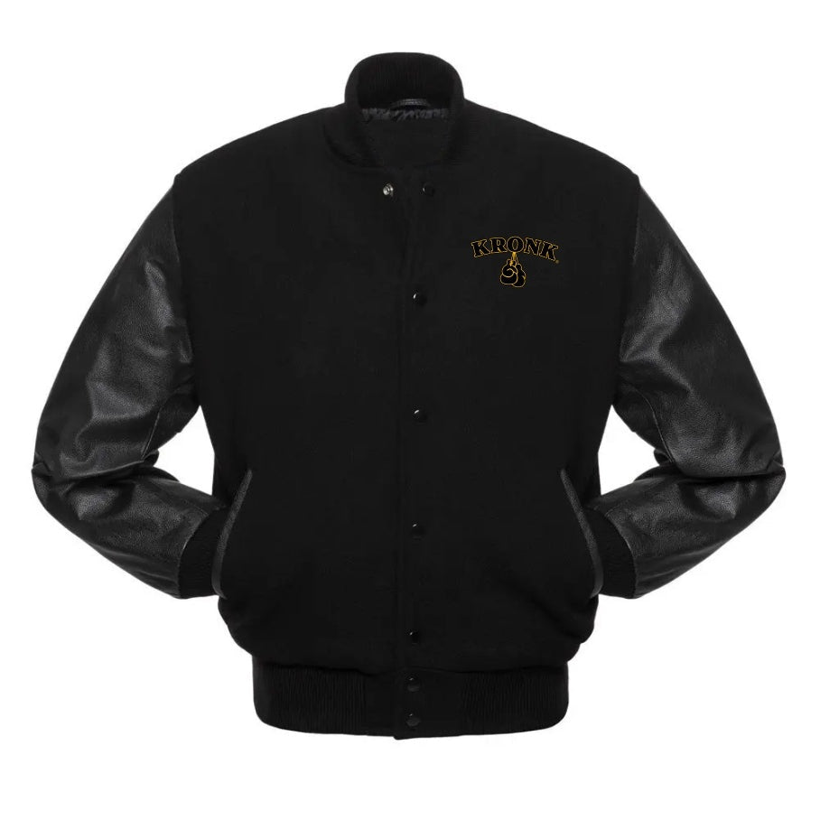 KRONK Varsity Jacket – Black & Gold Limited Edition Wool and Leather