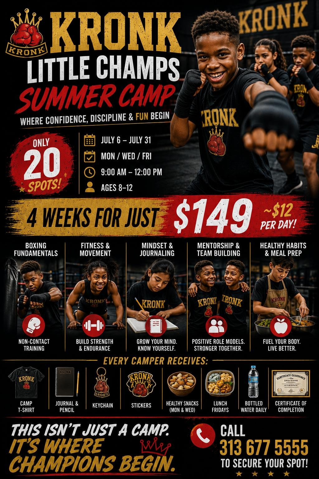 KRONK Little Champs Summer Camp flyer
